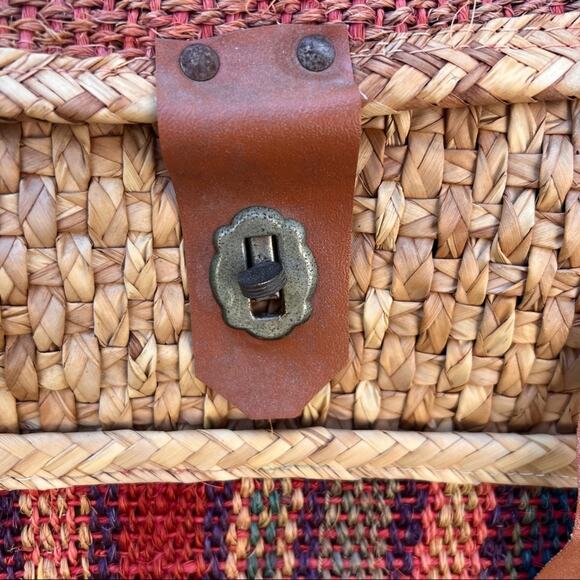 Vintage woven straw boho briefcase bag - Picture 7 of 8